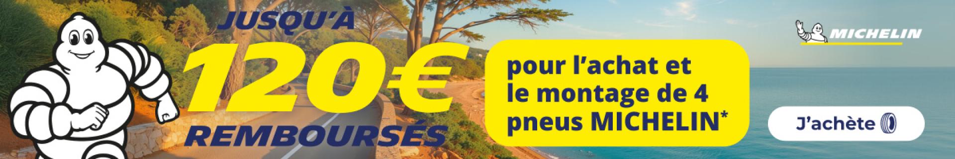 Jusqu'à 120 € remboursés pour l'achat de 4 pneus MICHELIN